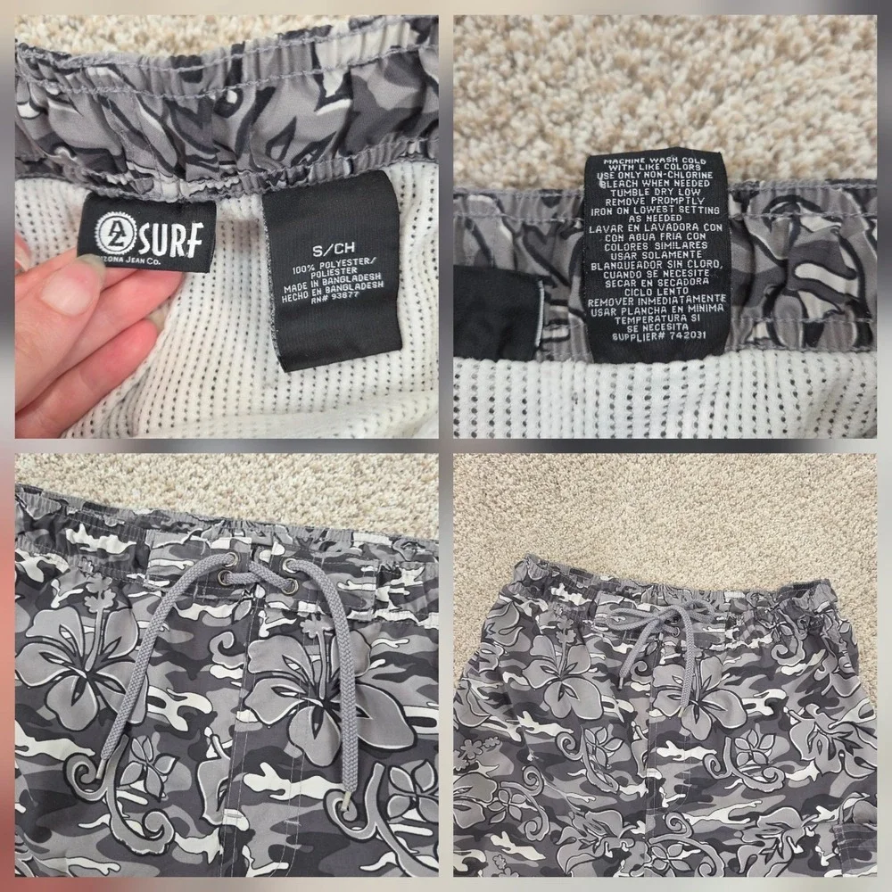 Arizona Jean Co Shorts Mens Small‎ Grey Hawaiian Boardshorts Swim Trunks Pockets